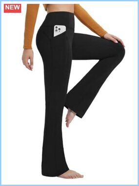 Fleece Lined Mini Flare Yoga Pants High Waisted with Pockets